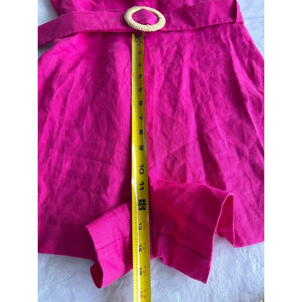Mango MNG Pink Linen Ruffle‎ Romper S Tropical Vacation Barbiecore Boho Romantic